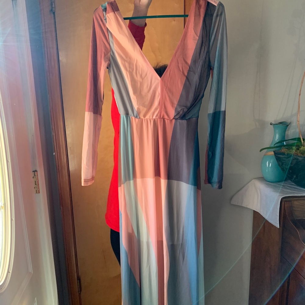 Striped multi color sheer dress